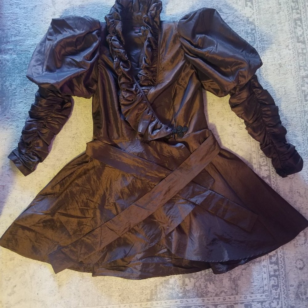 Simon Chang Brown Puffed Sleeve Blazer - Picture 2 of 2